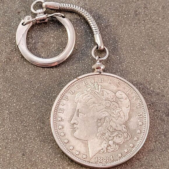 1884 O Morgan Silver Dollar Coin Replica Keychain - Picture 1 of 3